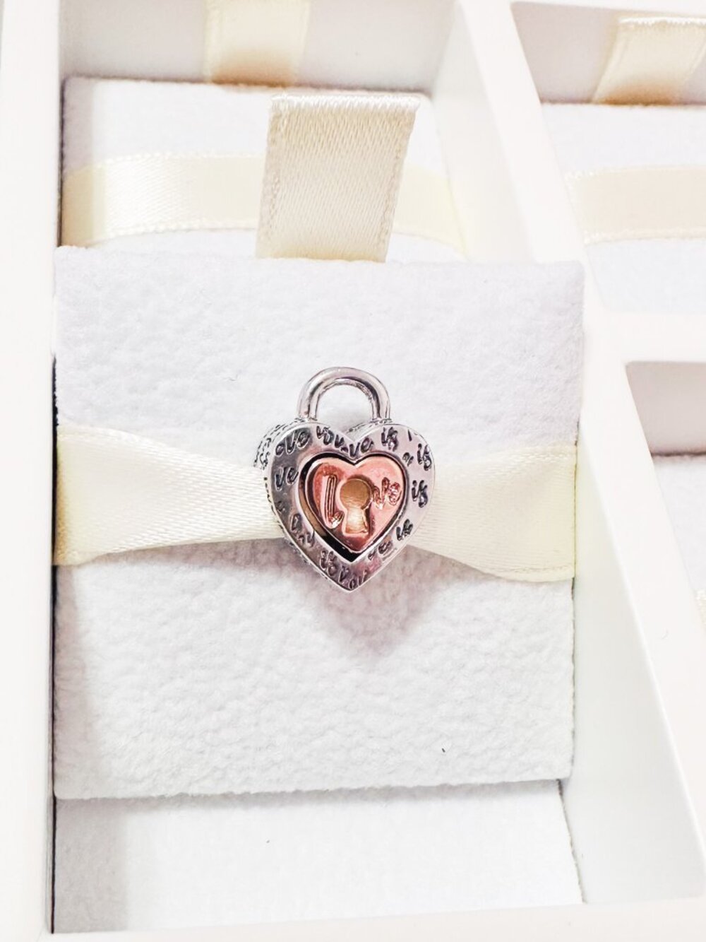 925 Sterling Silver Heart Love Lock Charm Romantic Heart Bead Fits Pandora